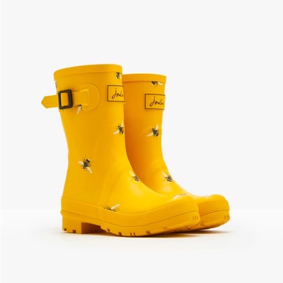 Joules Shoes Joules Molly Mid Height Rain Boots In Gold Botanical